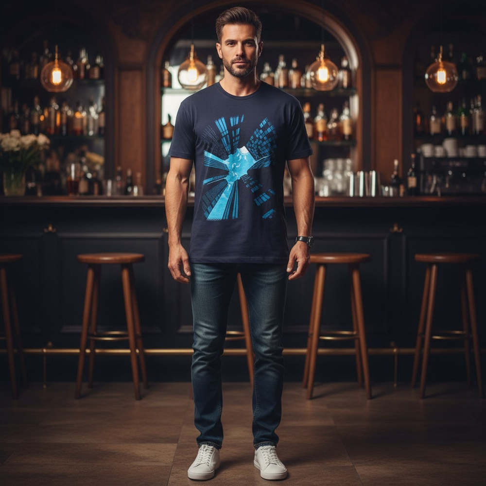 Men's Threadless Navy Blue Graphic Tee Size L